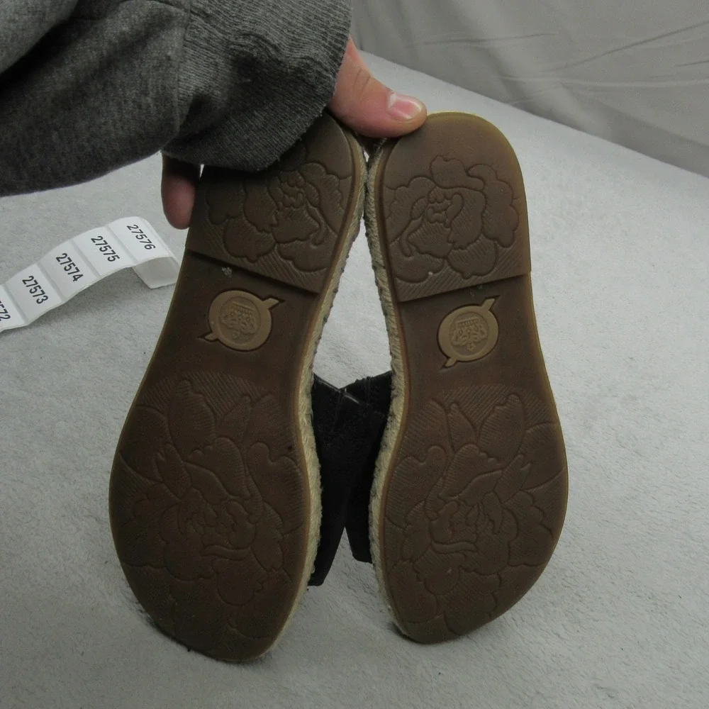 Born Womens 7M Sandals Brown Leather Espadrille Slide Flats Casual Comfort Slide